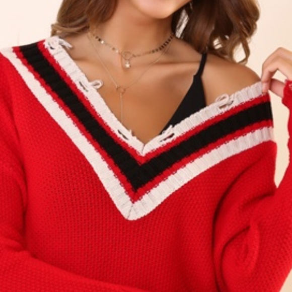 Red Knit Sweater M - Picture 4 of 8